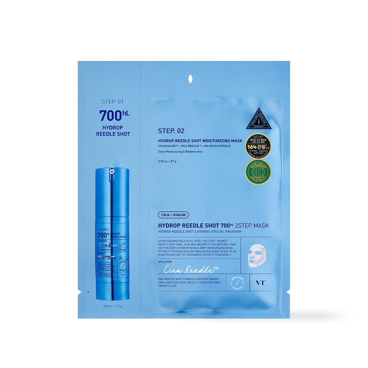 [VT Cosmetics] HYDROP Reedles Shot 700hL 2 STEP MASK
